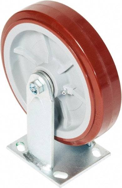 Greenlee - 8" Diam x 2" Wide x 9-1/2" OAH Top Plate Mount Rigid Caster - Polyurethane over Polyolefin, 900 Lb Capacity, 2-3/4 x 3-1/2" Plate - Americas Industrial Supply