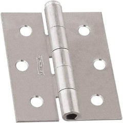 National Mfg. - 3" Long x 2-1/2" Wide, Non-Spring/Non Self-Closing Hinge - Steel, Zinc Plated Finish - Americas Industrial Supply