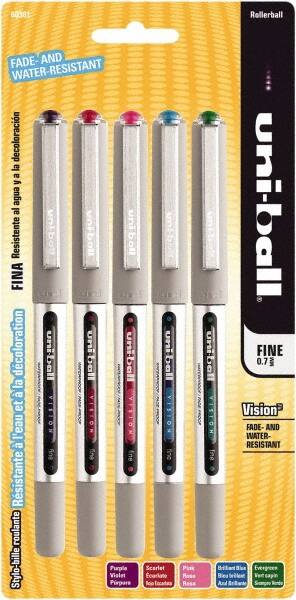 Uni-Ball - Roller Ball 0.7mm Stick Pen - Brilliant Blue, Evergreen, Pink, Purple & Red - Americas Industrial Supply