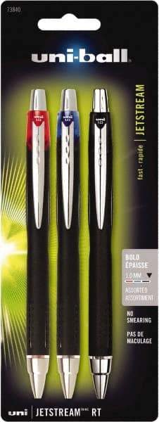 Uni-Ball - Roller Ball 1mm Retractable Pen - Black, Red & Blue - Americas Industrial Supply