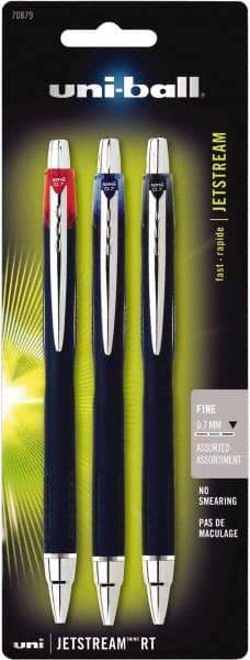 Uni-Ball - Roller Ball 0.7mm Retractable Pen - Black, Red & Blue - Americas Industrial Supply