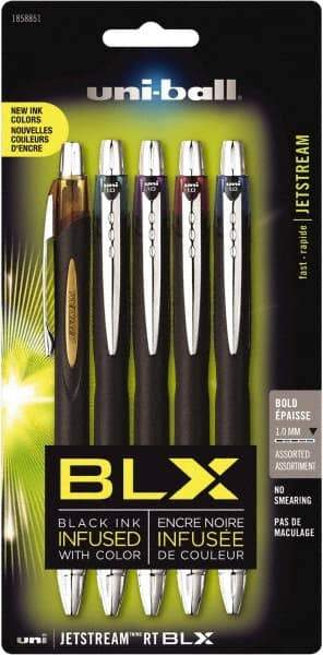 Uni-Ball - Roller Ball 1mm Retractable Pen - Blue & Black, Green & Black, Purple & Black, Brown & Black - Americas Industrial Supply