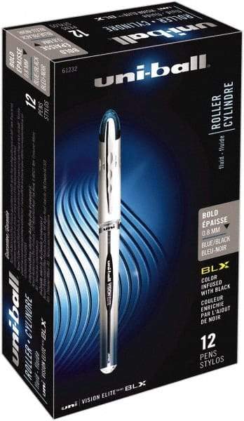 Uni-Ball - Roller Ball 0.8mm Stick Pen - Blue & Black - Americas Industrial Supply