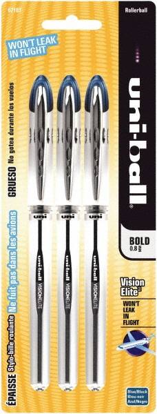 Uni-Ball - Roller Ball 0.8mm Stick Pen - Blue & Black - Americas Industrial Supply