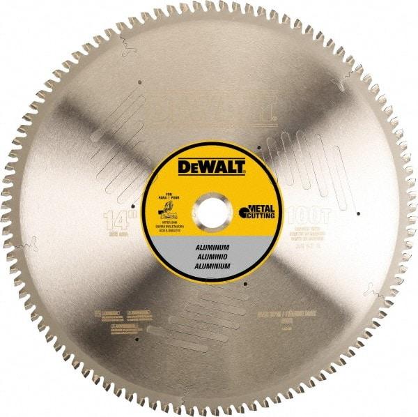 DeWALT - 14" Diam, 1" Arbor Hole Diam, 100 Tooth Wet & Dry Cut Saw Blade - Steel, Crosscutting Action, Standard Round Arbor - Americas Industrial Supply