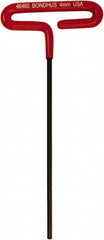 Bondhus - 4mm Hex, T-Handle Cushion Grip, Hex Key - 170mm OAL, Metric System of Measurement - Americas Industrial Supply