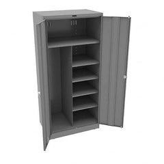 Tennsco - 6 Shelf Combination Storage Cabinet - Steel, 36" Wide x 24" Deep x 78" High, Medium Gray - Americas Industrial Supply