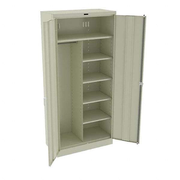 Tennsco - 6 Shelf Combination Storage Cabinet - Steel, 36" Wide x 18" Deep x 78" High, Champagne/Putty - Americas Industrial Supply