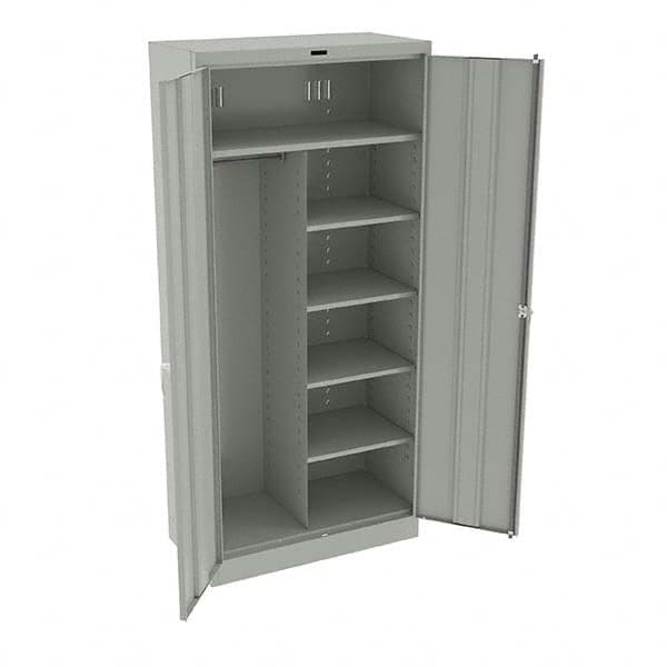 Tennsco - 6 Shelf Combination Storage Cabinet - Steel, 36" Wide x 18" Deep x 78" High, Light Gray - Americas Industrial Supply