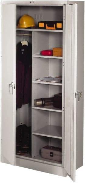 Tennsco - 6 Shelf Combination Storage Cabinet - Steel, 36" Wide x 18" Deep x 78" High, Medium Gray - Americas Industrial Supply