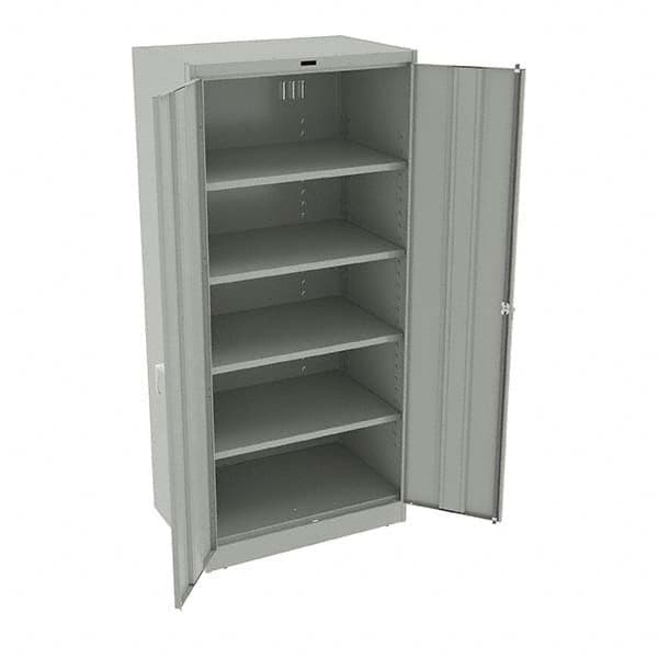 Tennsco - 5 Shelf Locking Storage Cabinet - Steel, 36" Wide x 24" Deep x 78" High, Light Gray - Americas Industrial Supply