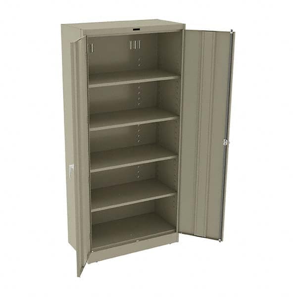 Tennsco - 5 Shelf Locking Storage Cabinet - Steel, 36" Wide x 18" Deep x 78" High, Sand - Americas Industrial Supply
