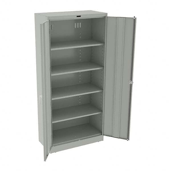 Tennsco - 5 Shelf Locking Storage Cabinet - Steel, 36" Wide x 18" Deep x 78" High, Light Gray - Americas Industrial Supply