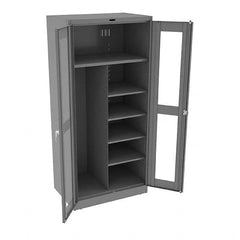 Tennsco - 6 Shelf Combination Storage Cabinet - Steel, 36" Wide x 24" Deep x 78" High, Medium Gray - Americas Industrial Supply