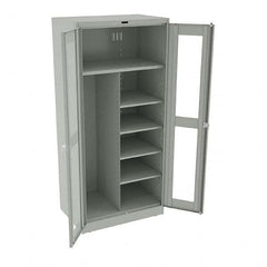 Tennsco - 6 Shelf Combination Storage Cabinet - Steel, 36" Wide x 24" Deep x 78" High, Light Gray - Americas Industrial Supply