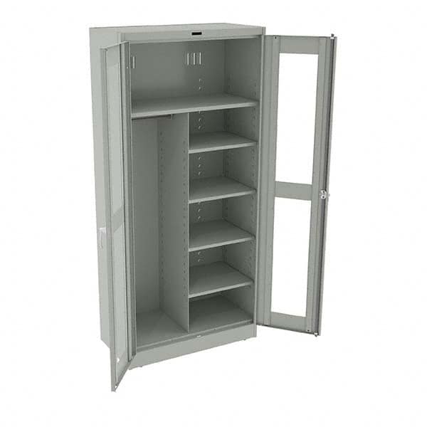 Tennsco - 6 Shelf Combination Storage Cabinet - Steel, 36" Wide x 18" Deep x 78" High, Light Gray - Americas Industrial Supply