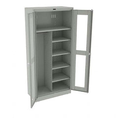 Tennsco - 6 Shelf Combination Storage Cabinet - Steel, 36" Wide x 18" Deep x 78" High, Light Gray - Americas Industrial Supply