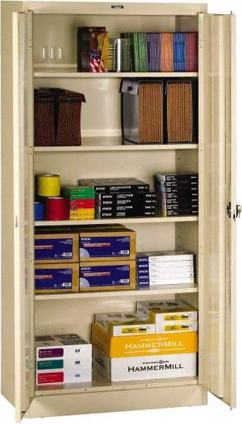 Tennsco - 5 Shelf Locking Storage Cabinet - Steel, 36" Wide x 24" Deep x 72" High, Sand - Americas Industrial Supply