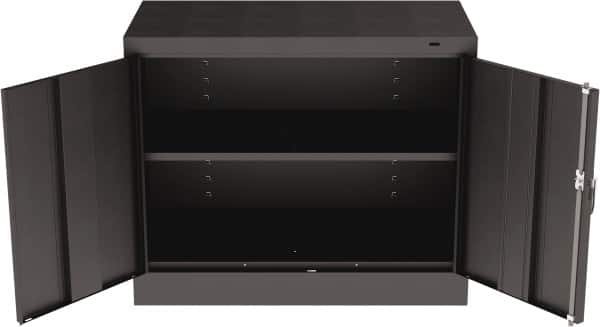 Tennsco - 2 Shelf Locking Storage Cabinet - Steel, 36" Wide x 18" Deep x 30" High, Black - Americas Industrial Supply