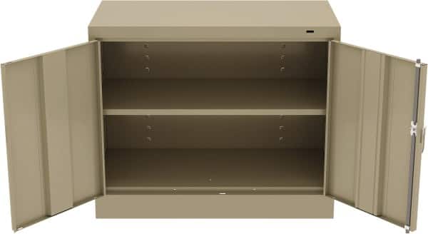 Tennsco - 2 Shelf Locking Storage Cabinet - Steel, 36" Wide x 18" Deep x 30" High, Sand - Americas Industrial Supply