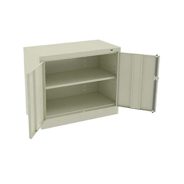 Tennsco - 2 Shelf Locking Storage Cabinet - Steel, 36" Wide x 18" Deep x 30" High, Champagne/Putty - Americas Industrial Supply