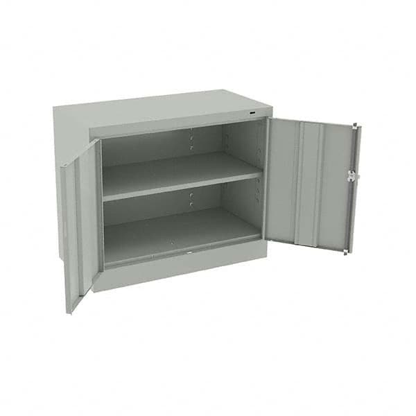 Tennsco - 2 Shelf Locking Storage Cabinet - Steel, 36" Wide x 18" Deep x 30" High, Light Gray - Americas Industrial Supply
