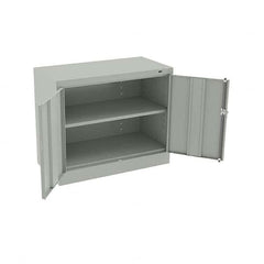 Tennsco - 2 Shelf Locking Storage Cabinet - Steel, 36" Wide x 18" Deep x 30" High, Light Gray - Americas Industrial Supply