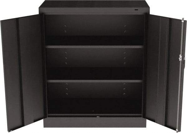 Tennsco - 3 Shelf Locking Storage Cabinet - Steel, 36" Wide x 18" Deep x 42" High, Black - Americas Industrial Supply