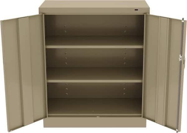 Tennsco - 3 Shelf Locking Storage Cabinet - Steel, 36" Wide x 18" Deep x 42" High, Sand - Americas Industrial Supply