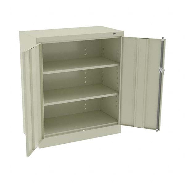 Tennsco - 3 Shelf Locking Storage Cabinet - Steel, 36" Wide x 18" Deep x 42" High, Champagne/Putty - Americas Industrial Supply