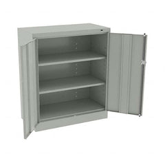 Tennsco - 3 Shelf Locking Storage Cabinet - Steel, 36" Wide x 18" Deep x 42" High, Light Gray - Americas Industrial Supply