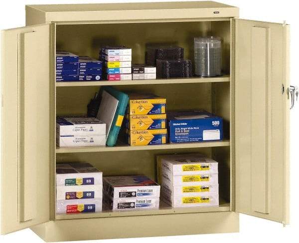 Tennsco - 3 Shelf Locking Storage Cabinet - Steel, 36" Wide x 18" Deep x 42" High, Medium Gray - Americas Industrial Supply