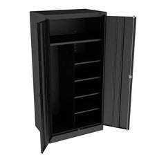 Tennsco - 6 Shelf Combination Storage Cabinet - Steel, 36" Wide x 24" Deep x 72" High, Black - Americas Industrial Supply