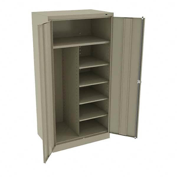 Tennsco - 6 Shelf Combination Storage Cabinet - Steel, 36" Wide x 24" Deep x 72" High, Sand - Americas Industrial Supply