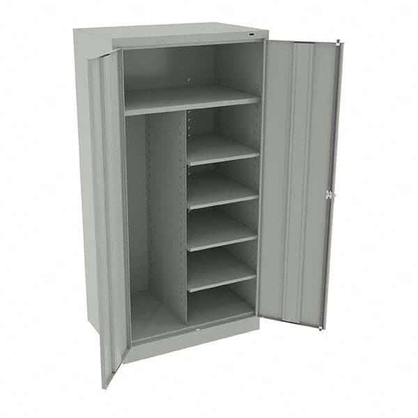 Tennsco - 6 Shelf Combination Storage Cabinet - Steel, 36" Wide x 24" Deep x 72" High, Light Gray - Americas Industrial Supply