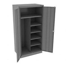 Tennsco - 6 Shelf Combination Storage Cabinet - Steel, 36" Wide x 24" Deep x 72" High, Medium Gray - Americas Industrial Supply