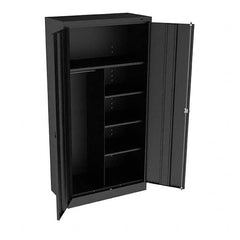 Tennsco - 6 Shelf Combination Storage Cabinet - Steel, 36" Wide x 18" Deep x 72" High, Black - Americas Industrial Supply