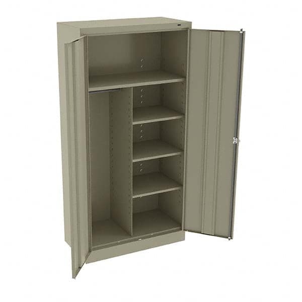 Tennsco - 6 Shelf Combination Storage Cabinet - Steel, 36" Wide x 18" Deep x 72" High, Sand - Americas Industrial Supply