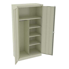 Tennsco - 6 Shelf Combination Storage Cabinet - Steel, 36" Wide x 18" Deep x 72" High, Champagne/Putty - Americas Industrial Supply