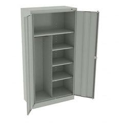 Tennsco - 6 Shelf Combination Storage Cabinet - Steel, 36" Wide x 18" Deep x 72" High, Light Gray - Americas Industrial Supply