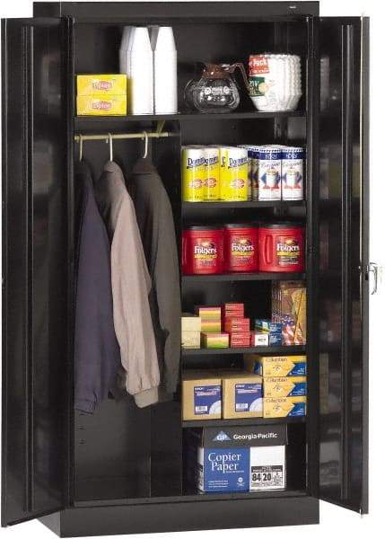 Tennsco - 6 Shelf Combination Storage Cabinet - Steel, 36" Wide x 18" Deep x 72" High, Medium Gray - Americas Industrial Supply