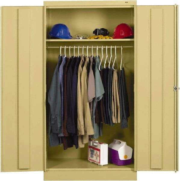 Tennsco - 2 Shelf Wardrobe Storage Cabinet - Steel, 36" Wide x 18" Deep x 72" High, Champagne/Putty - Americas Industrial Supply