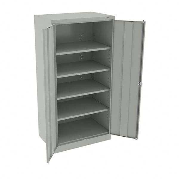 Tennsco - 5 Shelf Locking Storage Cabinet - Steel, 36" Wide x 24" Deep x 72" High, Light Gray - Americas Industrial Supply