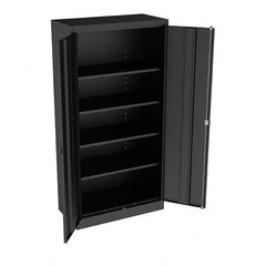 Tennsco - 5 Shelf Locking Storage Cabinet - Steel, 36" Wide x 18" Deep x 72" High, Black - Americas Industrial Supply