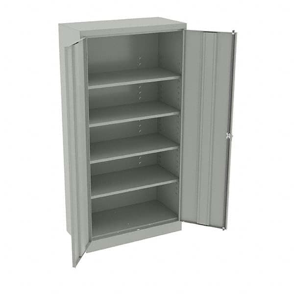 Tennsco - 5 Shelf Locking Storage Cabinet - Steel, 36" Wide x 18" Deep x 72" High, Light Gray - Americas Industrial Supply