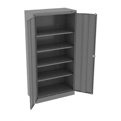 Tennsco - 5 Shelf Locking Storage Cabinet - Steel, 36" Wide x 18" Deep x 72" High, Medium Gray - Americas Industrial Supply