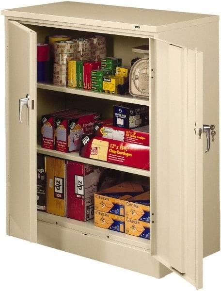 Tennsco - 3 Shelf Locking Storage Cabinet - Steel, 36" Wide x 24" Deep x 42" High, Medium Gray - Americas Industrial Supply