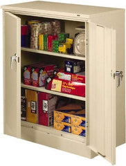 Tennsco - 3 Shelf Locking Storage Cabinet - Steel, 36" Wide x 18" Deep x 42" High, Light Gray - Americas Industrial Supply