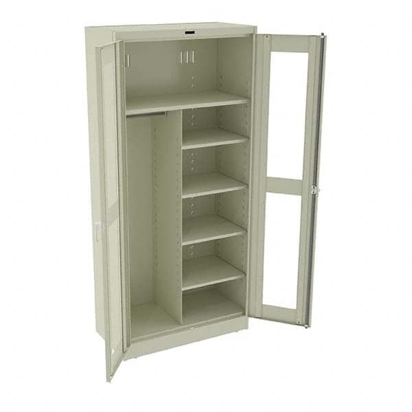 Tennsco - 6 Shelf Combination Storage Cabinet - Steel, 36" Wide x 18" Deep x 78" High, Champagne/Putty - Americas Industrial Supply