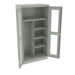 Tennsco - 6 Shelf Combination Storage Cabinet - Steel, 36" Wide x 18" Deep x 72" High, Light Gray - Americas Industrial Supply